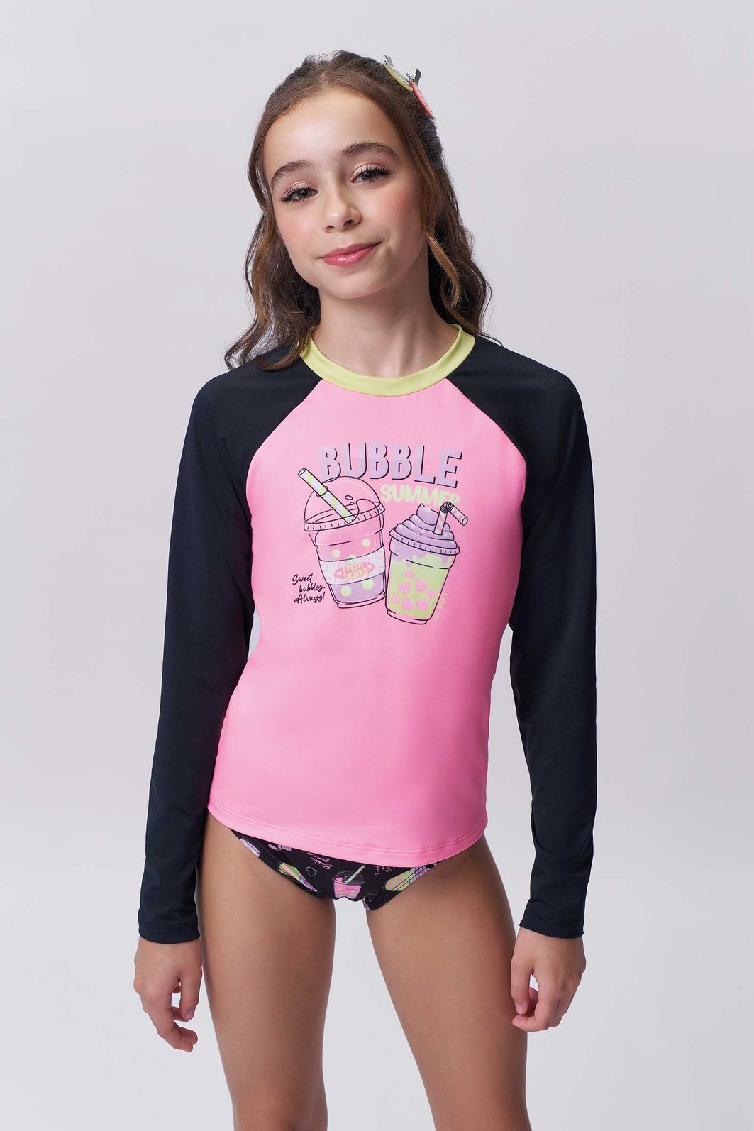 Trio de biquíni e blusa manga longa em malha UV50 97544 Vic Teen Menina Trio de biquíni e blusa manga longa em malha UV50 97544 Vic Teen Menina