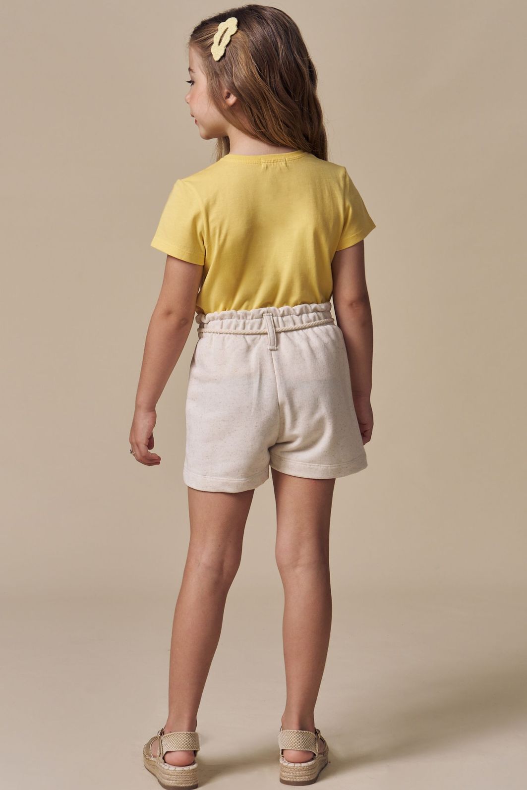 Conjunto de blusa em meia malha e shorts em moletom sem pelúcia 94932 Infanti Infantil Menina