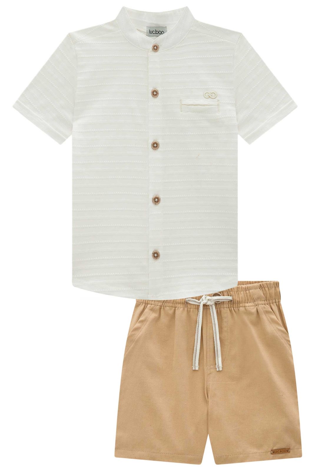 Conjunto de camisa em malha textura e bermuda em linho santorine com elastano 97965 LucBoo Infantil Menino Conjunto de camisa em malha textura e bermuda em linho santorine com elastano 97965 LucBoo Infantil Menino