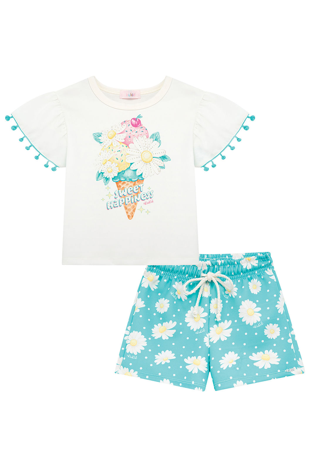 Conjunto de blusa em meia malha e shorts em air tech 97032 Kukiê Infantil Menina Conjunto de blusa em meia malha e shorts em air tech 97032 Kukiê Infantil Menina