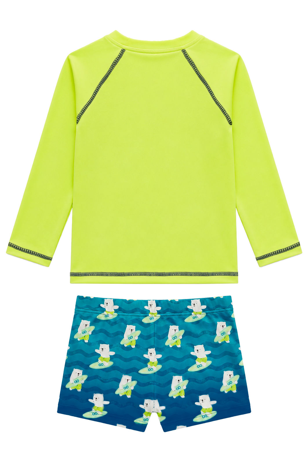 Conjunto de camiseta e sunga em malha UV dry com proteção UV50+ 24760 LucBoo Infantil Menino Conjunto de camiseta e sunga em malha UV dry com proteção UV50+ 24760 LucBoo Infantil Menino