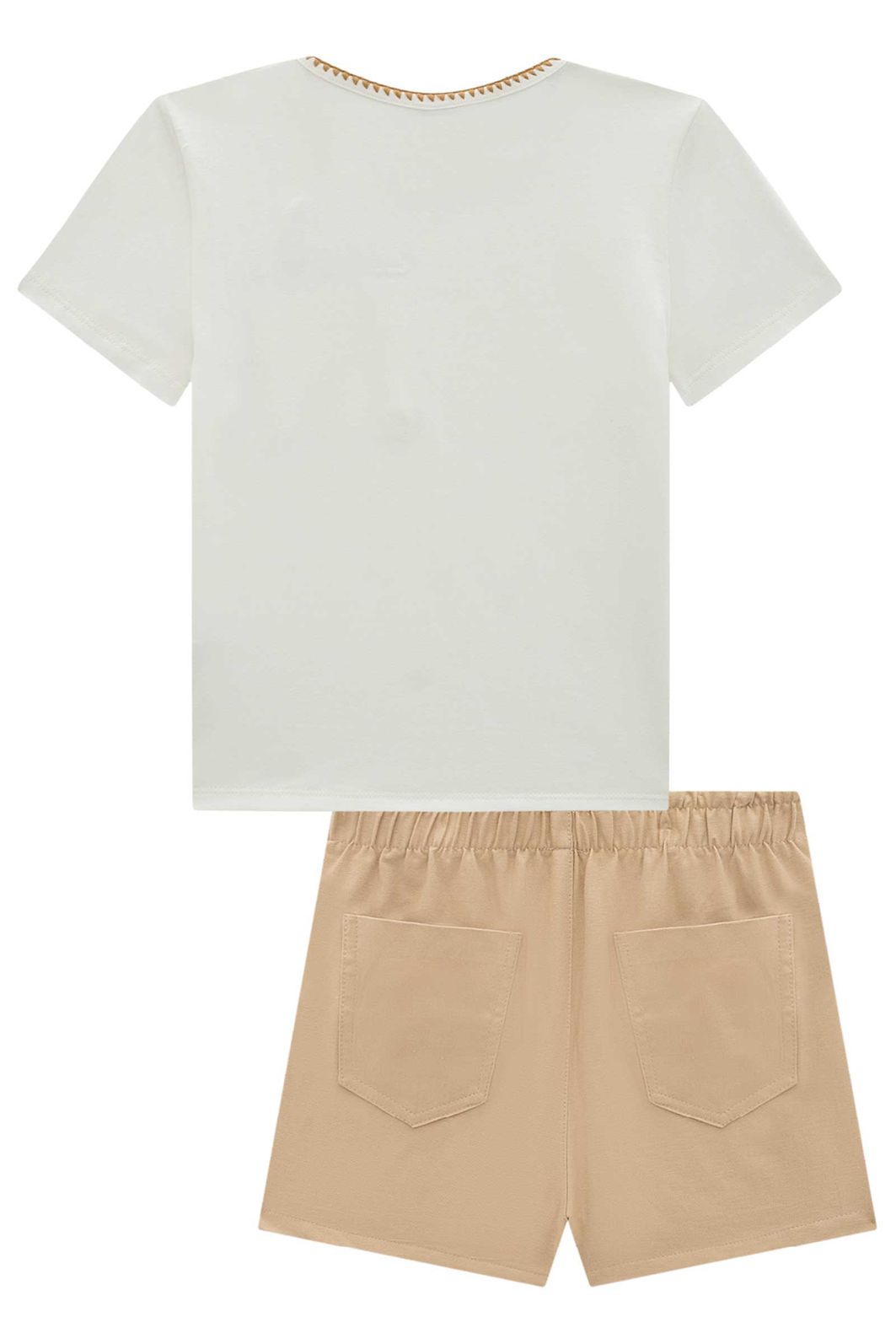 Conjunto de blusa em cotton e shorts em sarja com elastano 94962 Vic Teen Menina Conjunto de blusa em cotton e shorts em sarja com elastano 94962 Vic Teen Menina