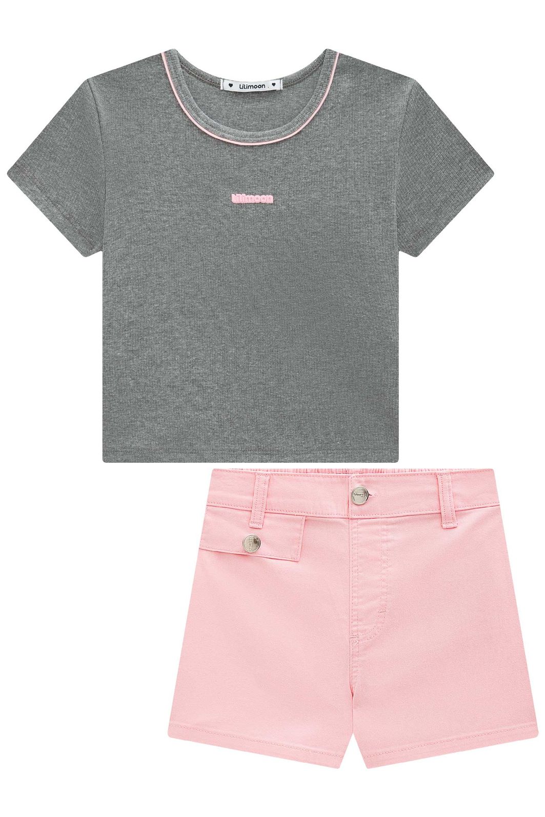 Conjunto de blusa em canelado liz e shorts em sarja com elastano 95860 Lilimoon Teen Menina Conjunto de blusa em canelado liz e shorts em sarja com elastano 95860 Lilimoon Teen Menina
