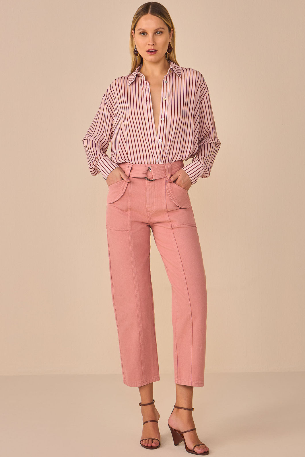 Camisa em chiffon listrado 96745 Linzzi Camisa em chiffon listrado 96745 Linzzi
