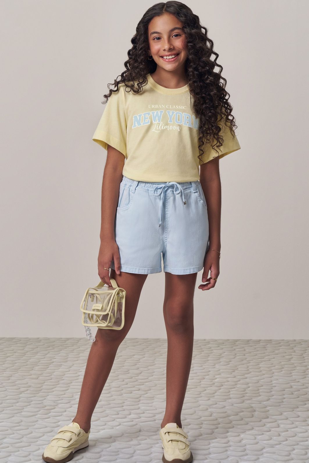 Conjunto de blusa em meia malha e shorts em sarja com elastano 98956 Lilimoon Teen Menina Conjunto de blusa em meia malha e shorts em sarja com elastano 98956 Lilimoon Teen Menina