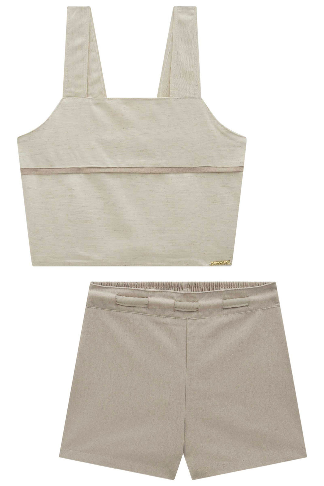 Conjunto de regata e shorts em blend de linho e viscose 96327 Vic Teen Menina Conjunto de regata e shorts em blend de linho e viscose 96327 Vic Teen Menina