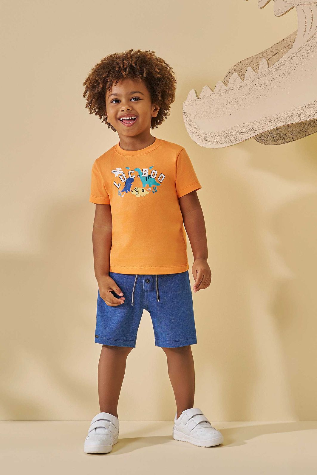 Conjunto de camiseta em meia malha e bermuda em malha denim com elastano 97180 LucBoo Infantil Menino Conjunto de camiseta em meia malha e bermuda em malha denim com elastano 97180 LucBoo Infantil Menino