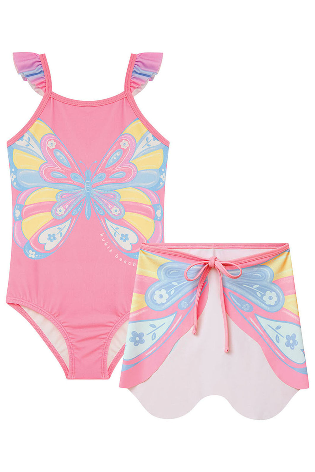 Conjunto de maiô e saída em malha com proteção UV50+ 95212 Kukiê Infantil Menina Conjunto de maiô e saída em malha com proteção UV50+ 95212 Kukiê Infantil Menina