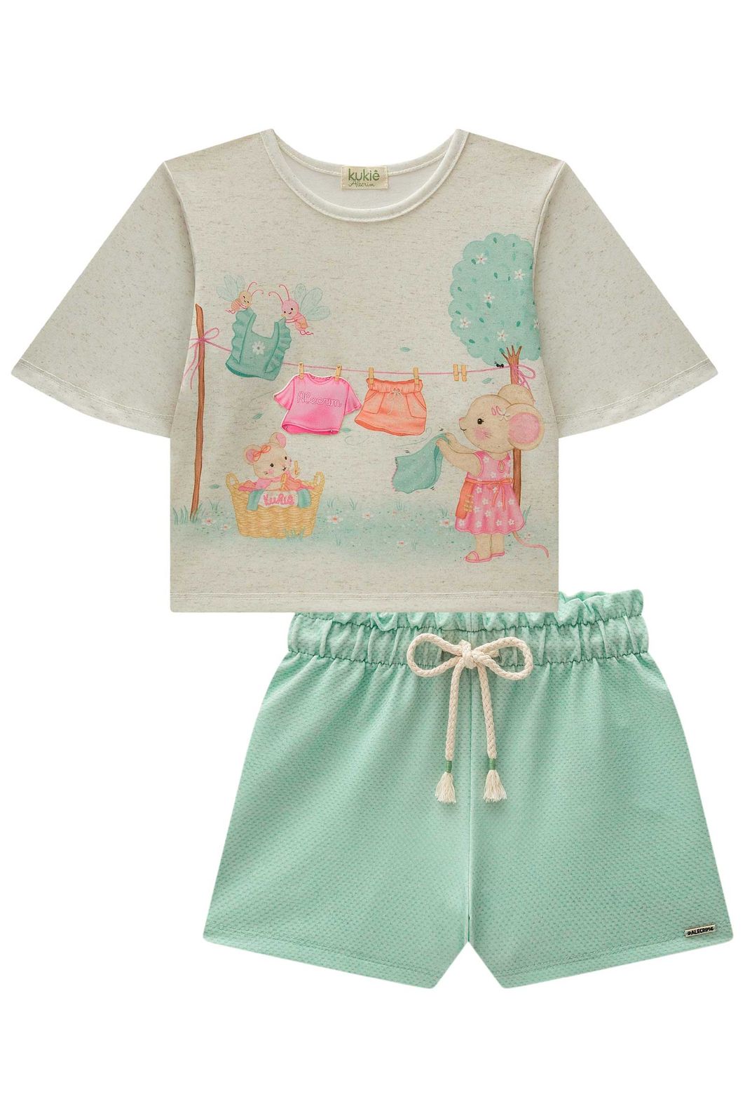 Conjunto de blusa em malha fresh e shorts em molecotton 98011 Kukiê Infantil Menina Conjunto de blusa em malha fresh e shorts em molecotton 98011 Kukiê Infantil Menina
