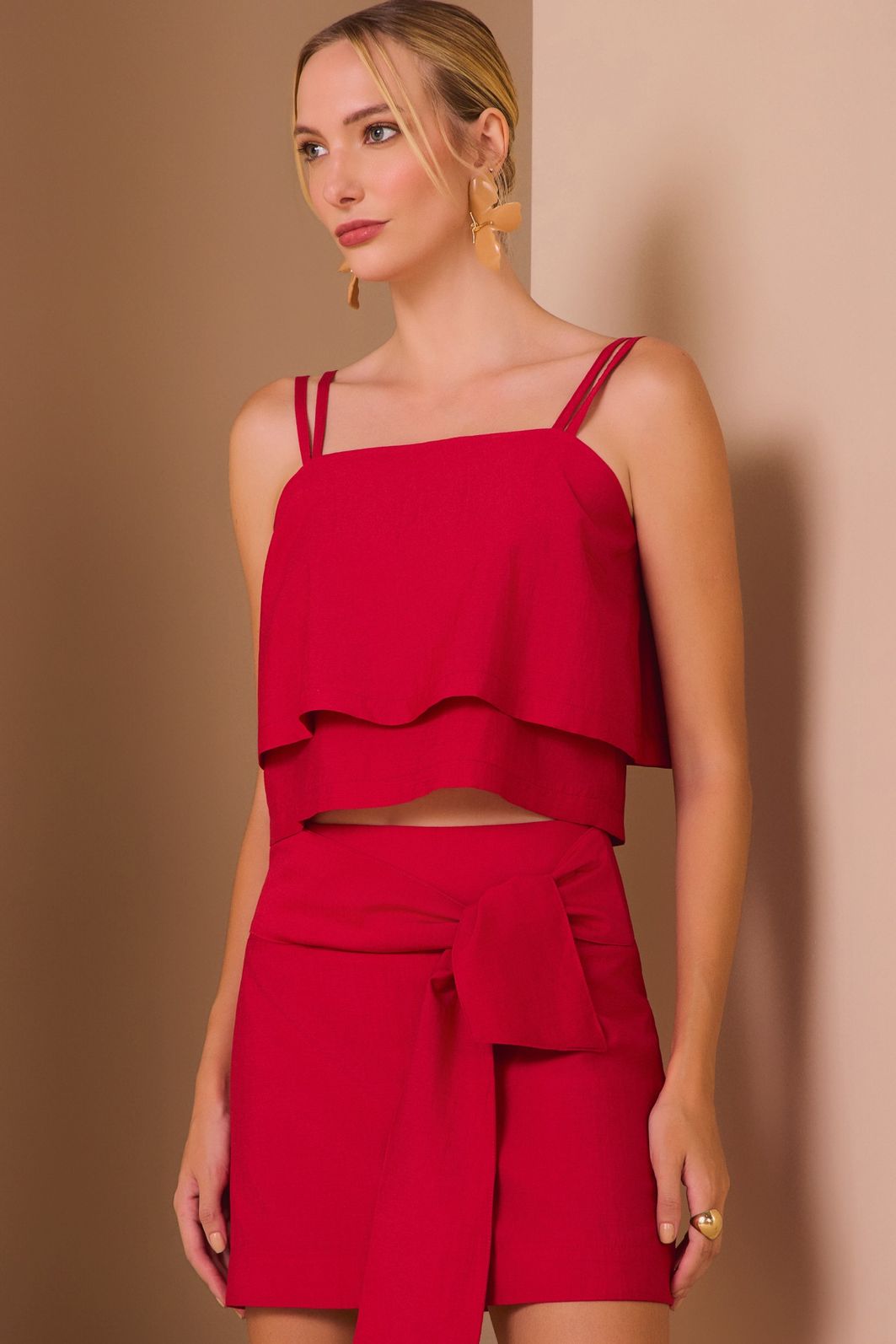 Saia curta em crepe de viscose rayon 98626 Linzzi Saia curta em crepe de viscose rayon 98626 Linzzi