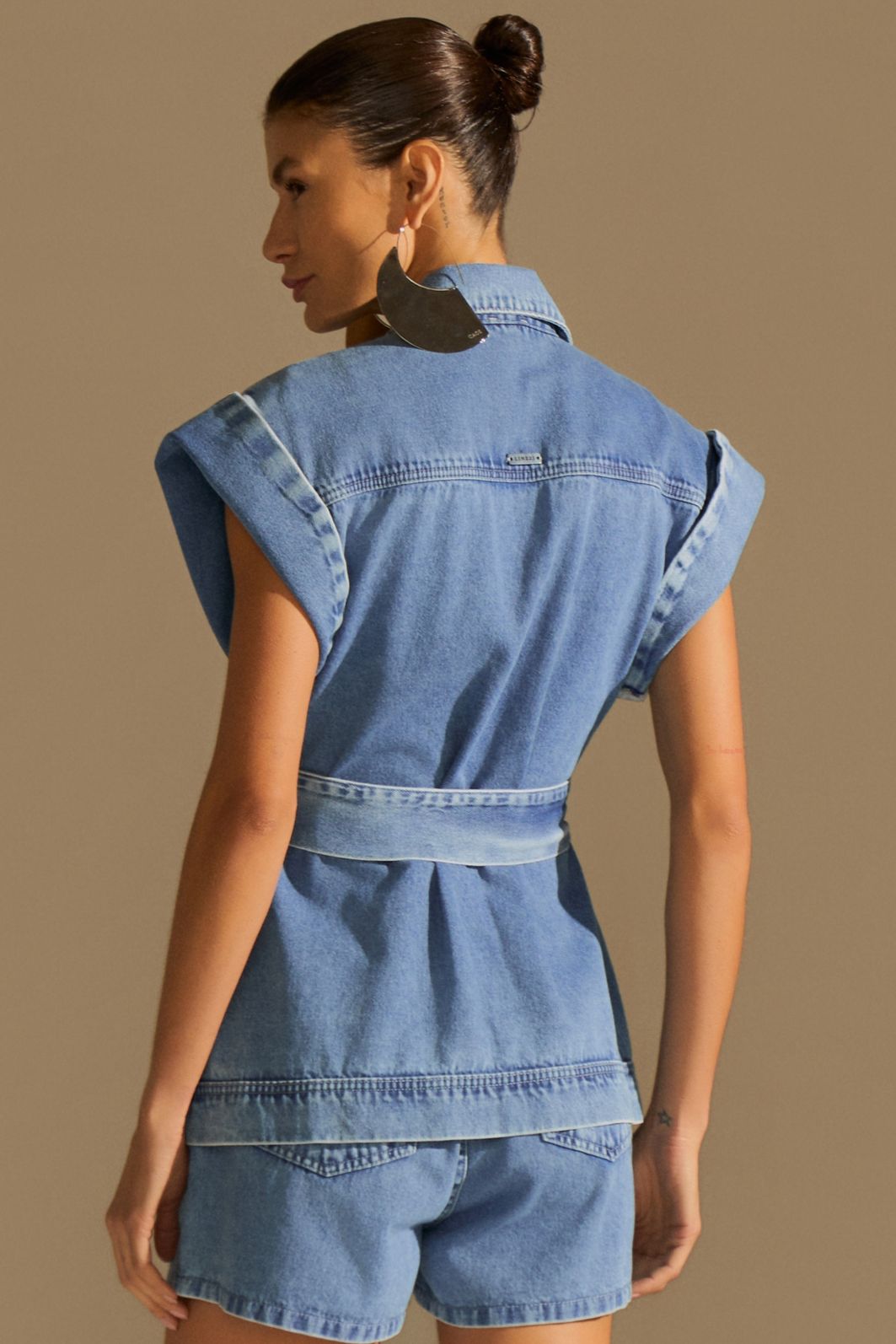 Colete oversized em denim 94439 Linzzi Colete oversized em denim 94439 Linzzi