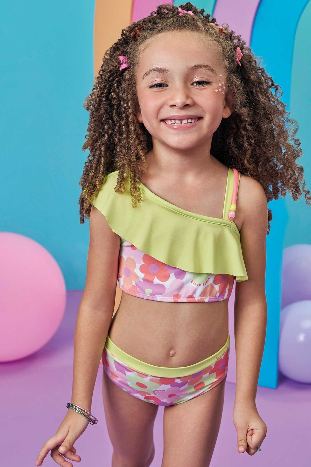 Biquíni em malha com proteção UV50+ 99514 Kukiê Infantil Menina Biquíni em malha com proteção UV50+ 99514 Kukiê Infantil Menina