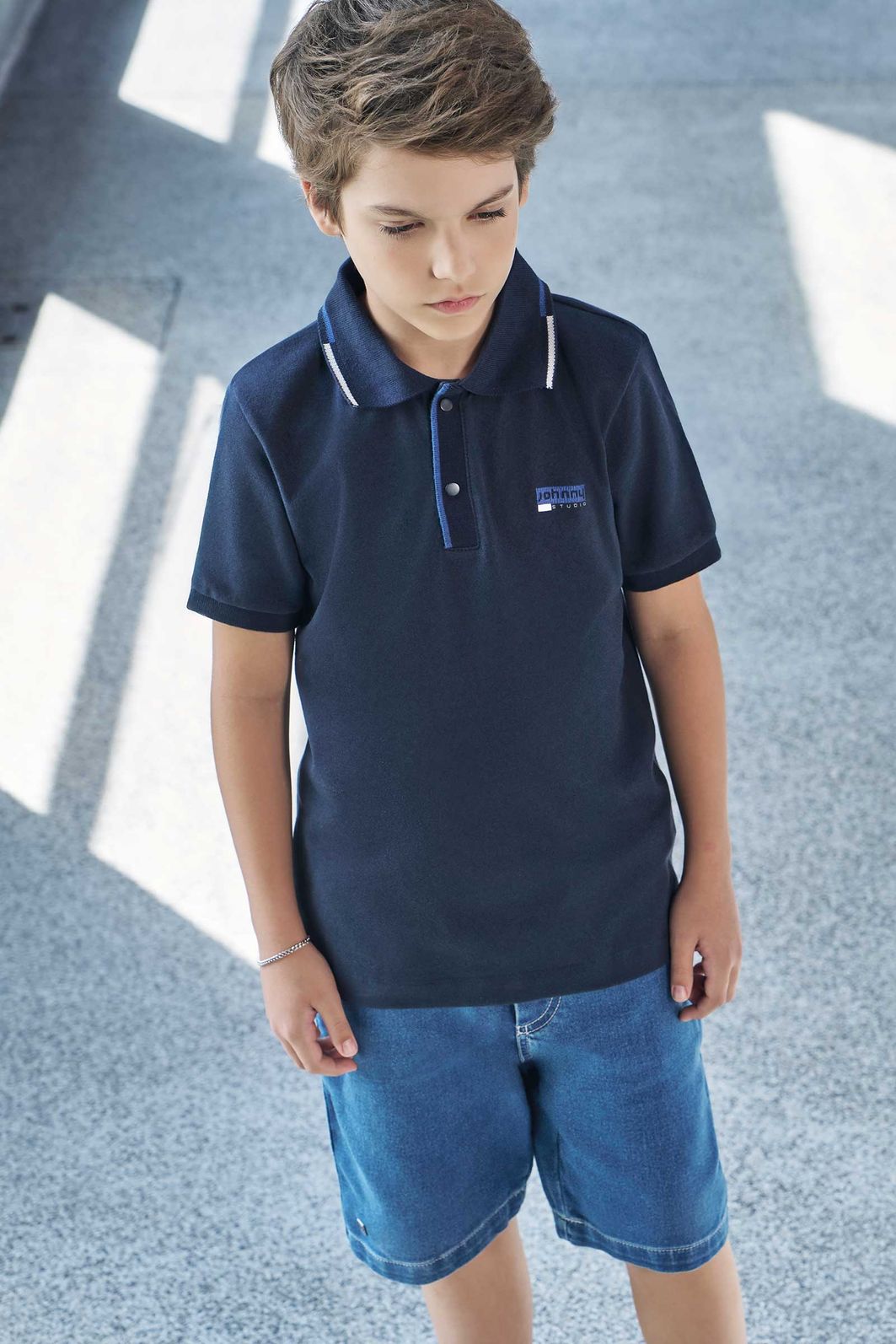 Camisa polo em piquet com elastano 97859 Johnny Fox Teen Menino Camisa polo em piquet com elastano 97859 Johnny Fox Teen Menino