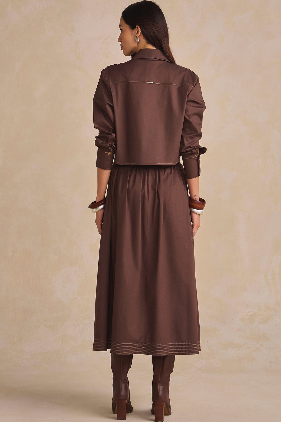 Saia maxi midi em tricoline com elastano com shorts forro em malha 90521 Linzzi