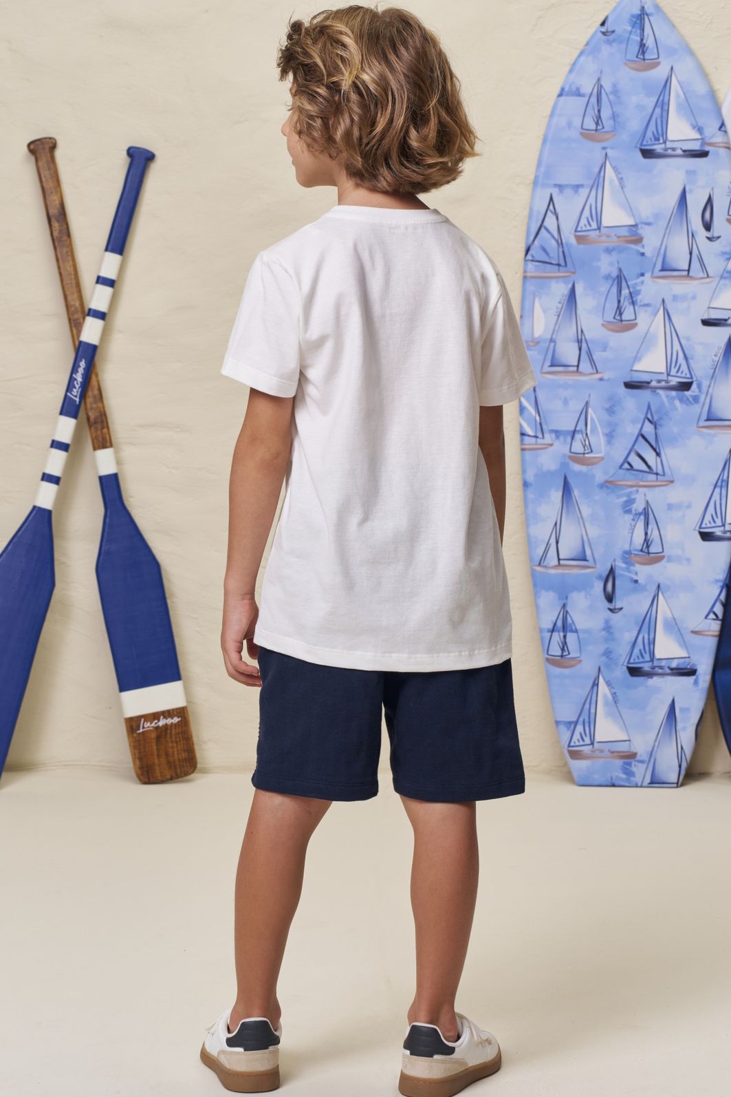 Conjunto de camiseta em meia malha e bermuda em moletom sem pelúcia 99365 LucBoo Infantil Menino Conjunto de camiseta em meia malha e bermuda em moletom sem pelúcia 99365 LucBoo Infantil Menino