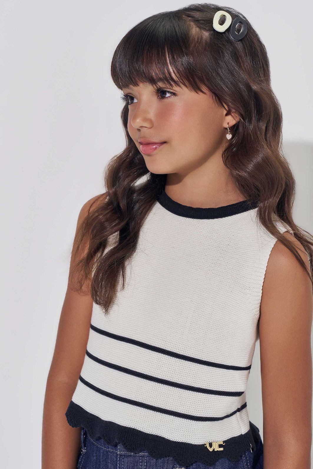 Blusa em tricô 100% algodão 98274 Vic Teen Menina Blusa em tricô 100% algodão 98274 Vic Teen Menina