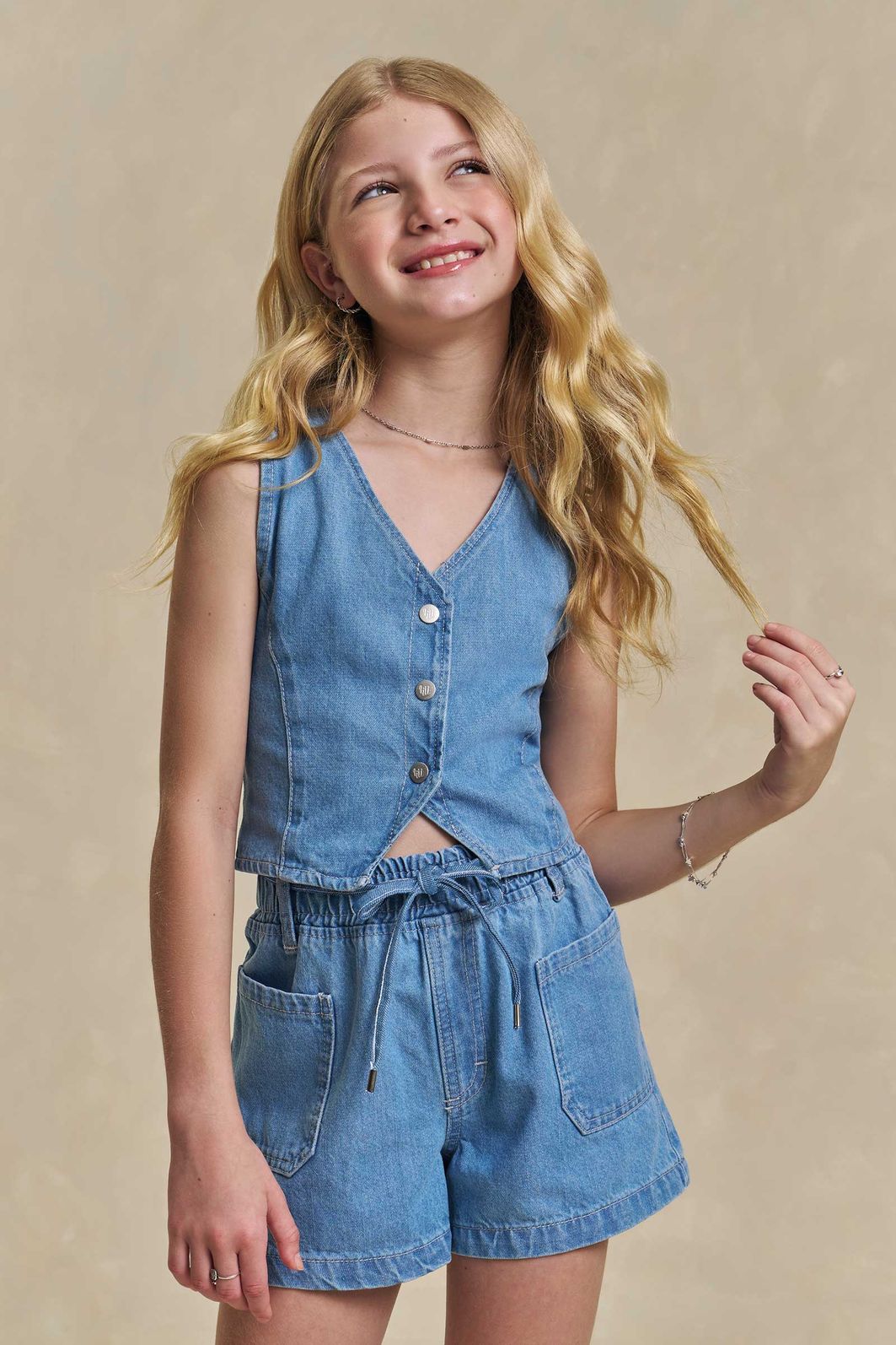 Conjunto de colete e shorts em jeans arkansas 96278 Lilimoon Teen Menina Conjunto de colete e shorts em jeans arkansas 96278 Lilimoon Teen Menina