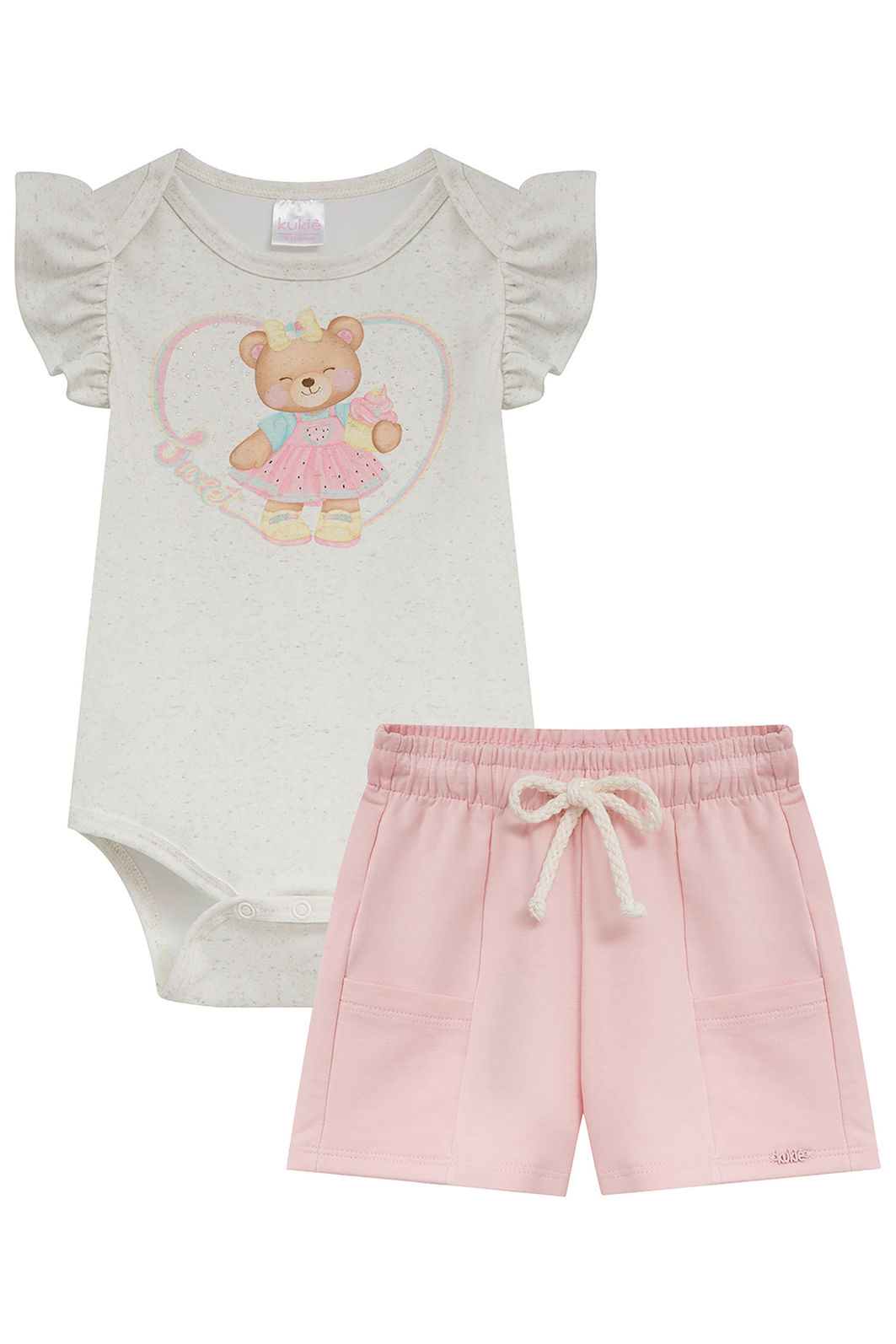 Conjunto de body em malha power e shorts em molevisco 95320 Kukiê Bebê Menina Conjunto de body em malha power e shorts em molevisco 95320 Kukiê Bebê Menina