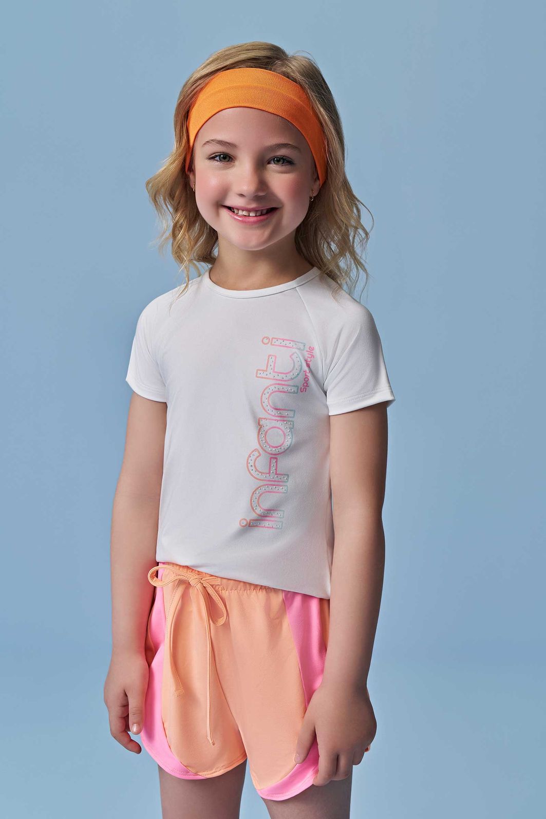 Conjunto de blusa e shorts em malha UV 50+ 96336 Infanti Infantil Menina Conjunto de blusa e shorts em malha UV 50+ 96336 Infanti Infantil Menina