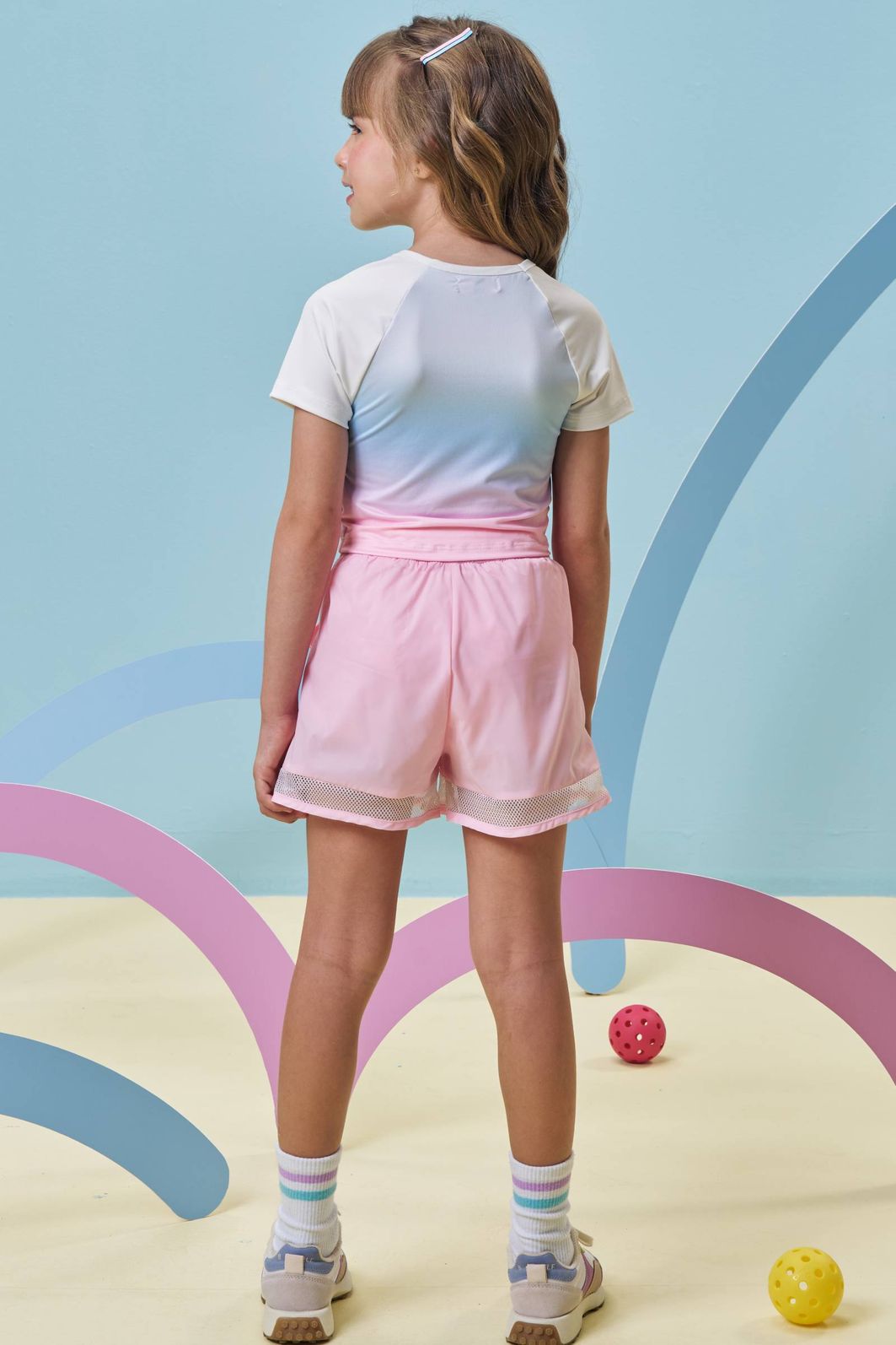 Conjunto de blusa em malha com proteção UV50+ e shorts em air tech e tela 96958 Kukiê Infantil Menina Conjunto de blusa em malha com proteção UV50+ e shorts em air tech e tela 96958 Kukiê Infantil Menina