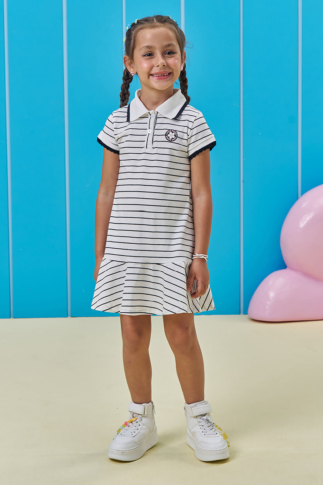 Vestido em cotton fio tinto 95327 Kukiê Infantil Menina Vestido em cotton fio tinto 95327 Kukiê Infantil Menina