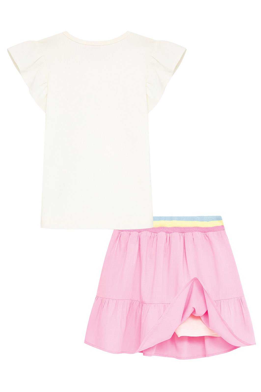 Conjunto de blusa em canelado e saia em viscose (com shorts embutido) 96383 Kukiê Infantil Menina