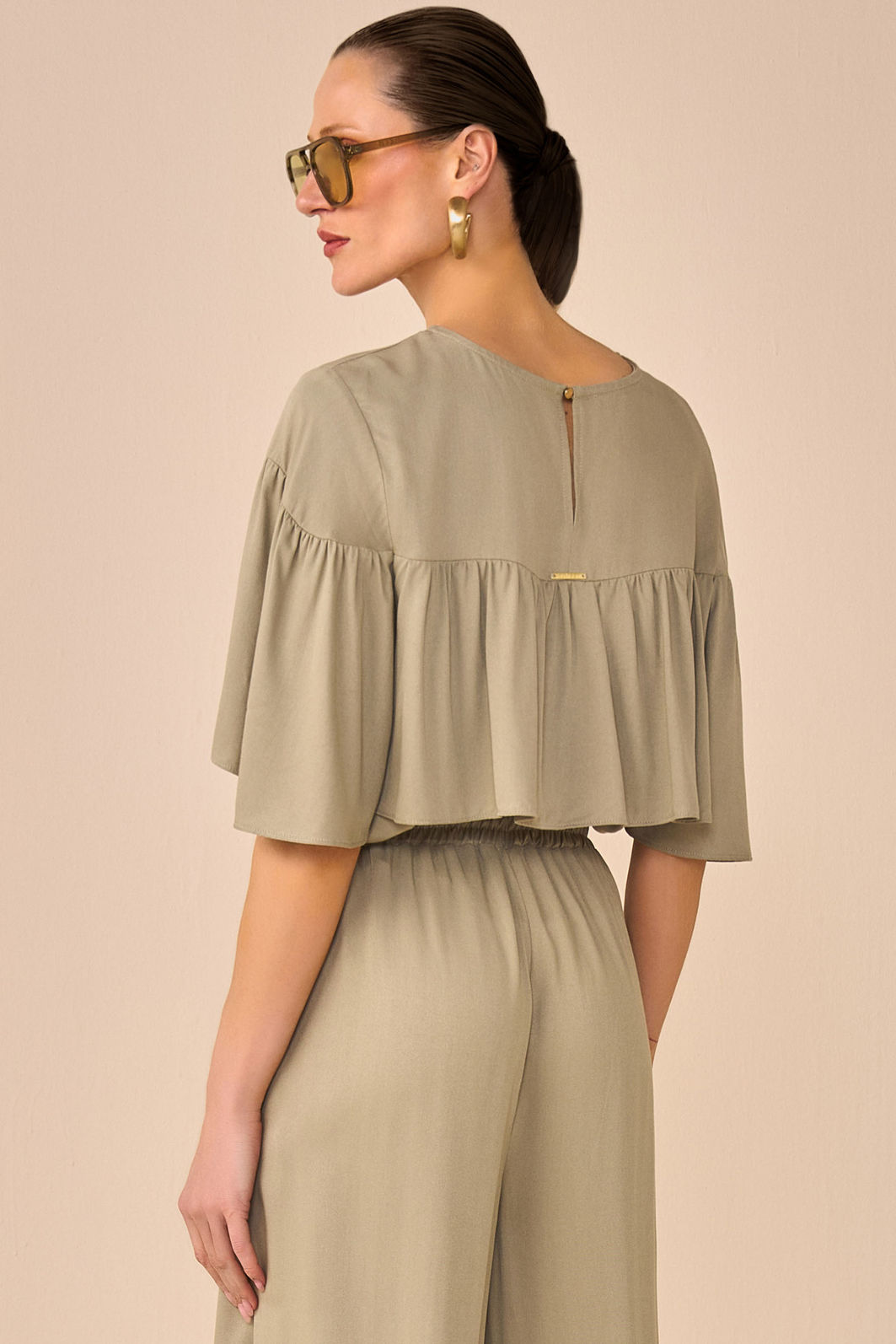 Conjunto de blusa e shorts em blend de viscose 96199 Linzzi