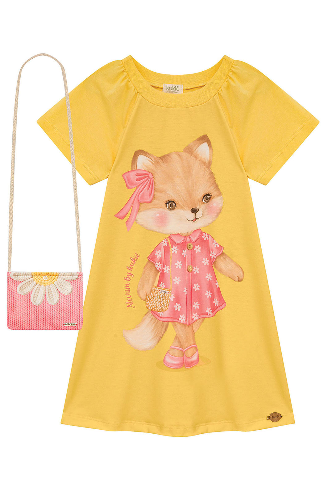 Vestido em meia malha. Acompanha bolsa 94786 Kukiê Infantil Menina Vestido em meia malha. Acompanha bolsa 94786 Kukiê Infantil Menina