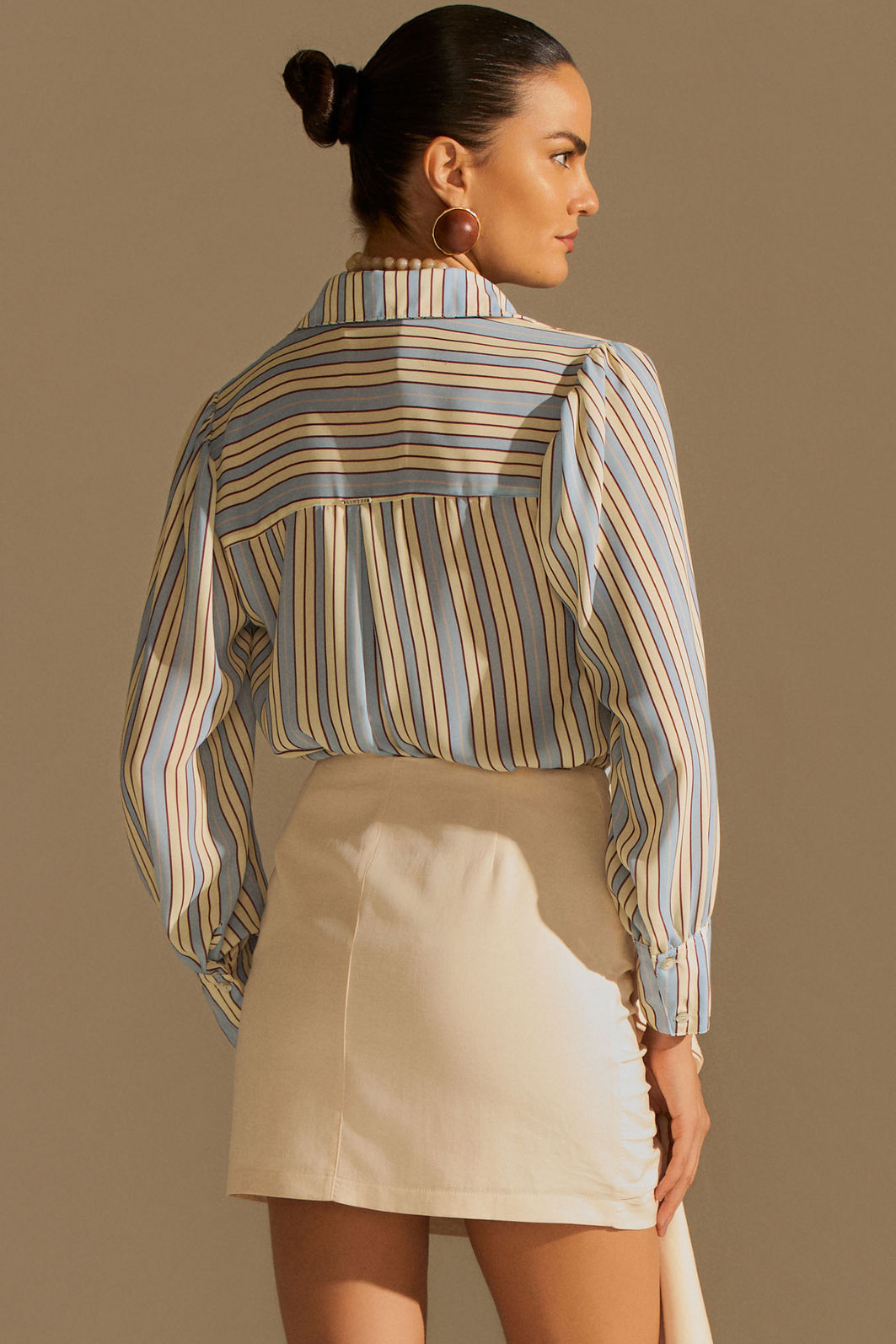 Camisa listrada em chiffon 96824 Linzzi Camisa listrada em chiffon 96824 Linzzi