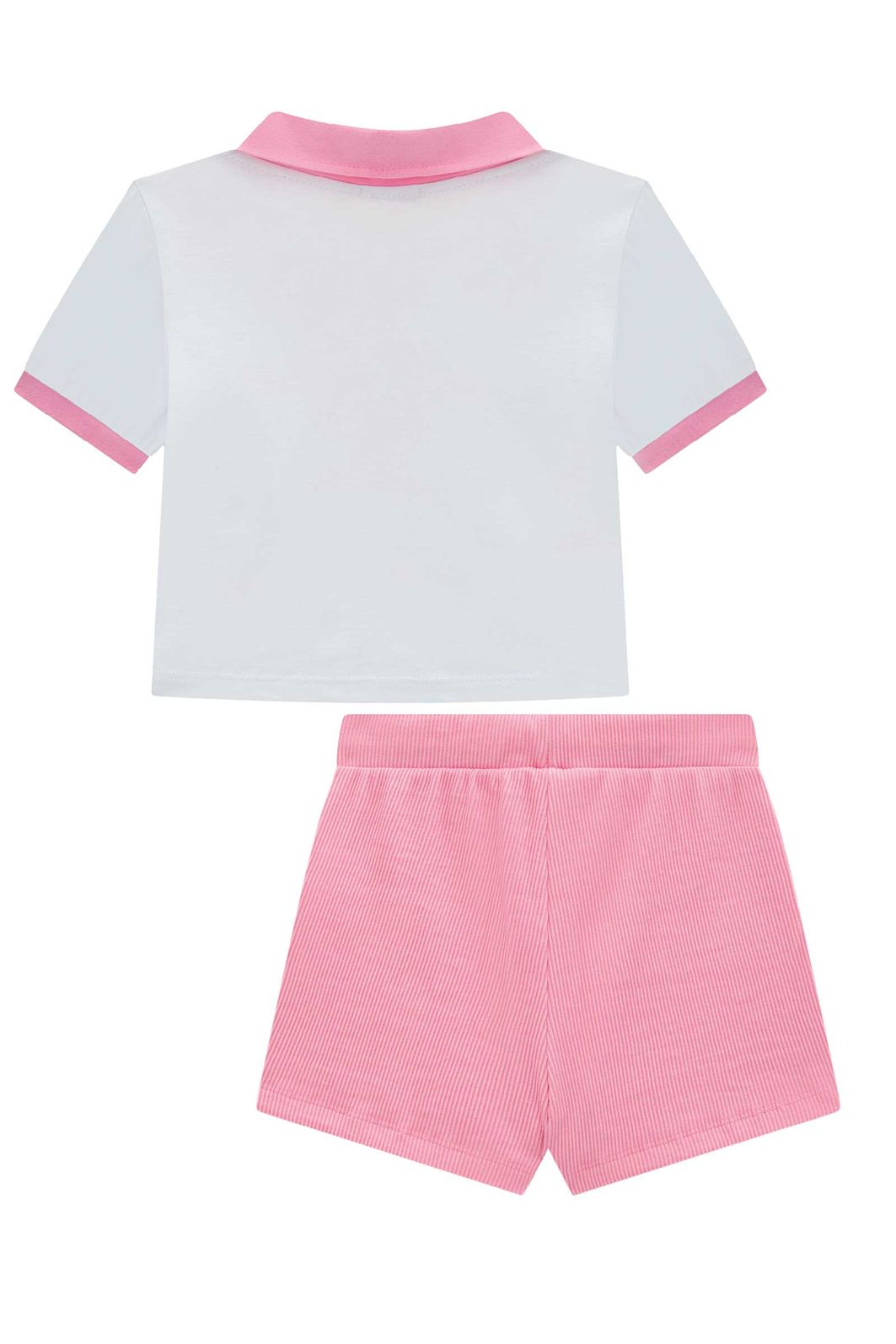 Conjunto de blusa polo em meia malha e short saia em soft line 94918 Infanti Infantil Menina Conjunto de blusa polo em meia malha e short saia em soft line 94918 Infanti Infantil Menina
