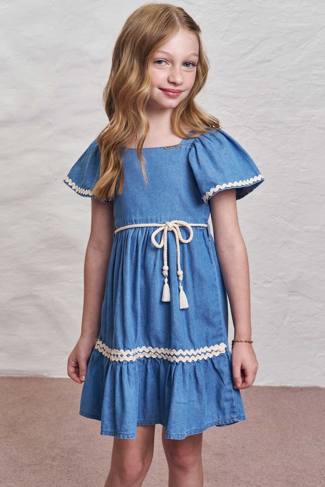 Vestido em jeans teca 98808 Infanti Infantil Menina Vestido em jeans teca 98808 Infanti Infantil Menina