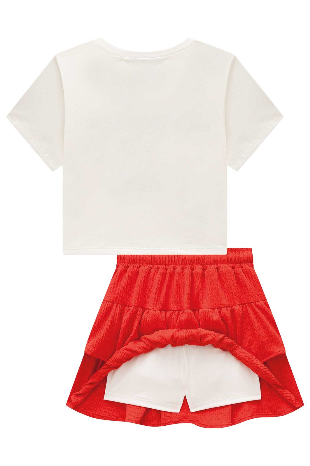 Conjunto de blusa em meia malha e saia em malha texturizada com shorts embutido 98960 Lilimoon Teen Menina Conjunto de blusa em meia malha e saia em malha texturizada com shorts embutido 98960 Lilimoon Teen Menina