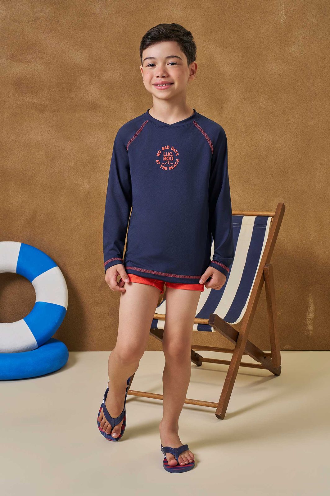 Conjunto de camiseta e sunga em malha UV dry com proteção UV50+ 96125 LucBoo Infantil Menino Conjunto de camiseta e sunga em malha UV dry com proteção UV50+ 96125 LucBoo Infantil Menino