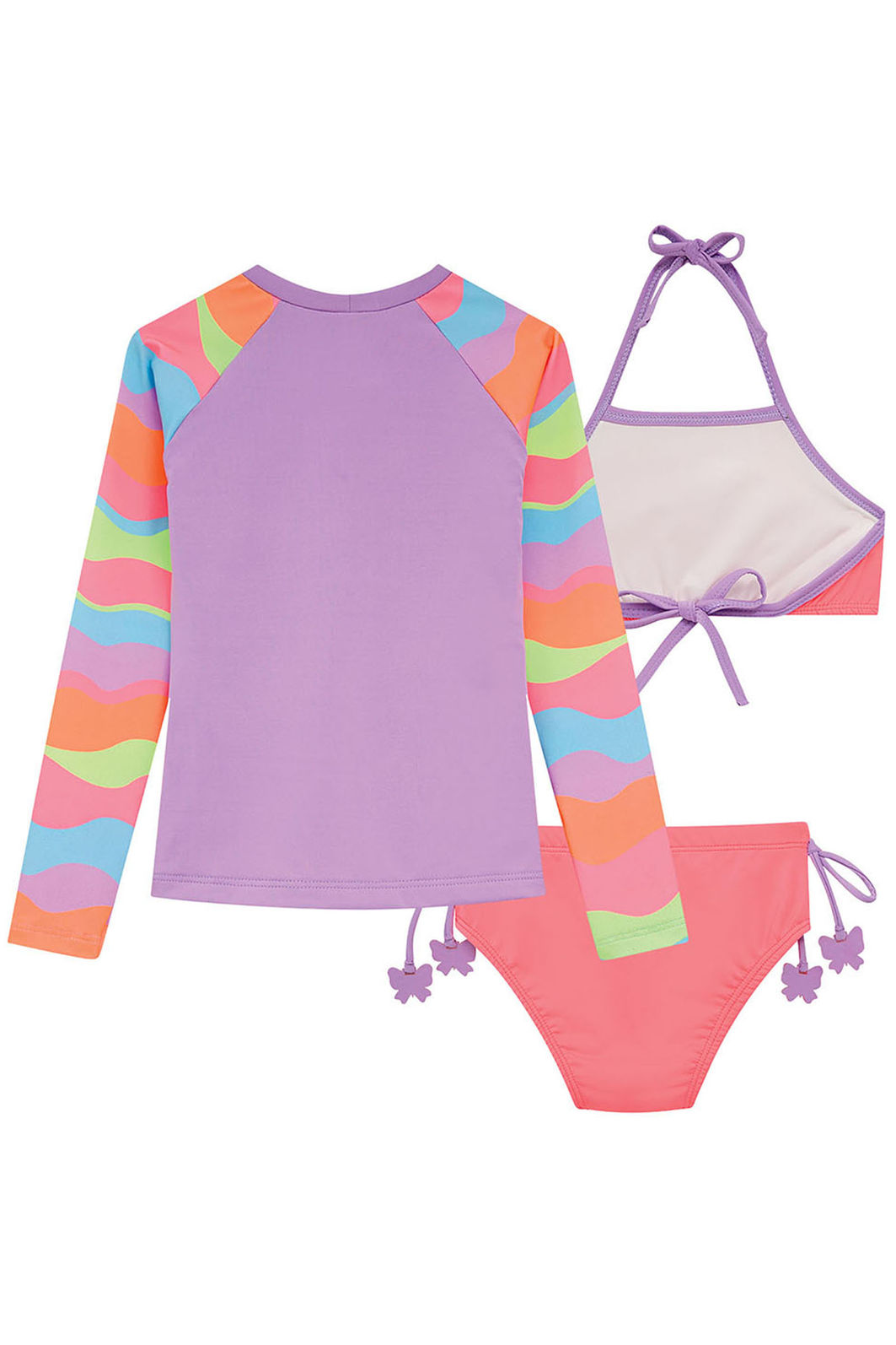 Trio de biquíni e blusa em malha com proteção UV50+ 96096 Kukiê Infantil Menina Trio de biquíni e blusa em malha com proteção UV50+ 96096 Kukiê Infantil Menina