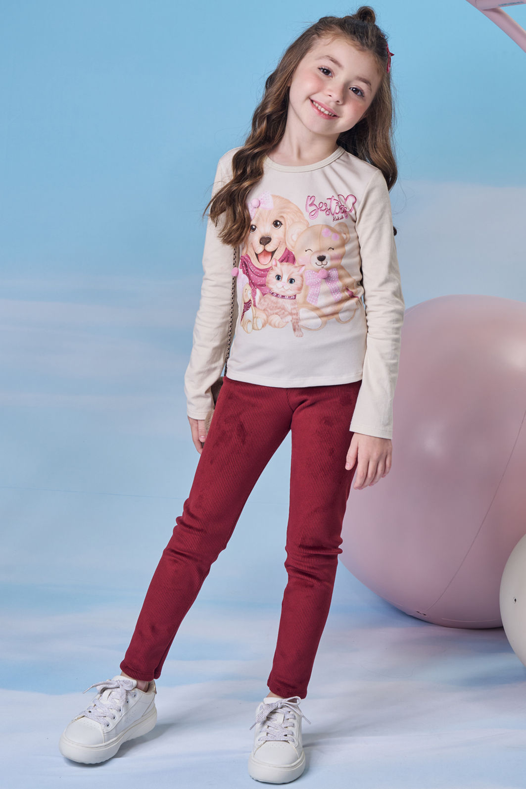 Calça legging em fleece cotelê com elastano 89236 Kukiê Infantil Menina Calça legging em fleece cotelê com elastano 89236 Kukiê Infantil Menina