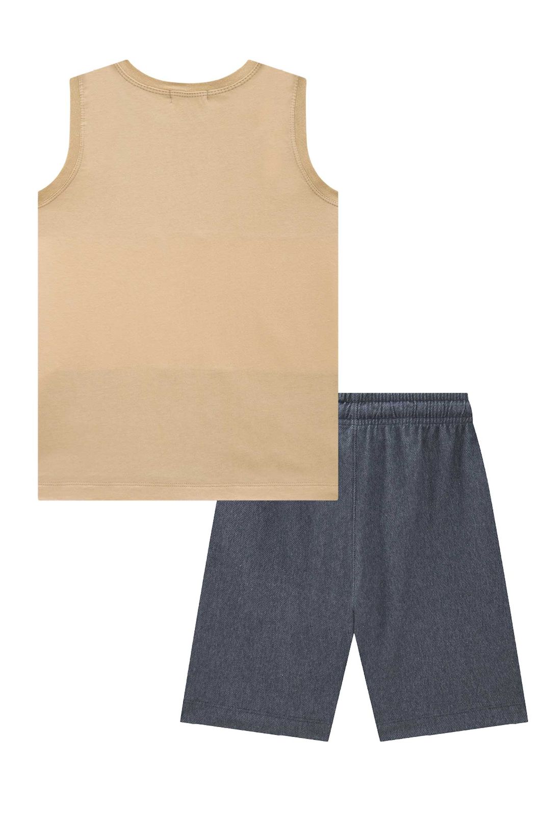 Conjunto de regata em meia malha e bermuda em cotton jeans com elastano 97111 LucBoo Infantil Menino Conjunto de regata em meia malha e bermuda em cotton jeans com elastano 97111 LucBoo Infantil Menino