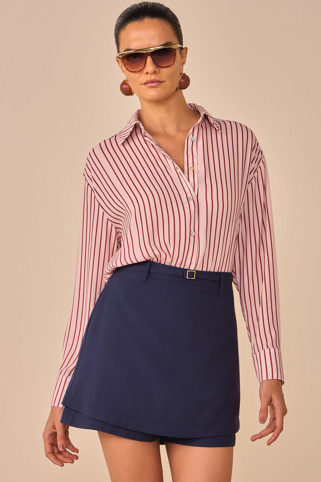 Camisa em chiffon listrado 96745 Linzzi Camisa em chiffon listrado 96745 Linzzi