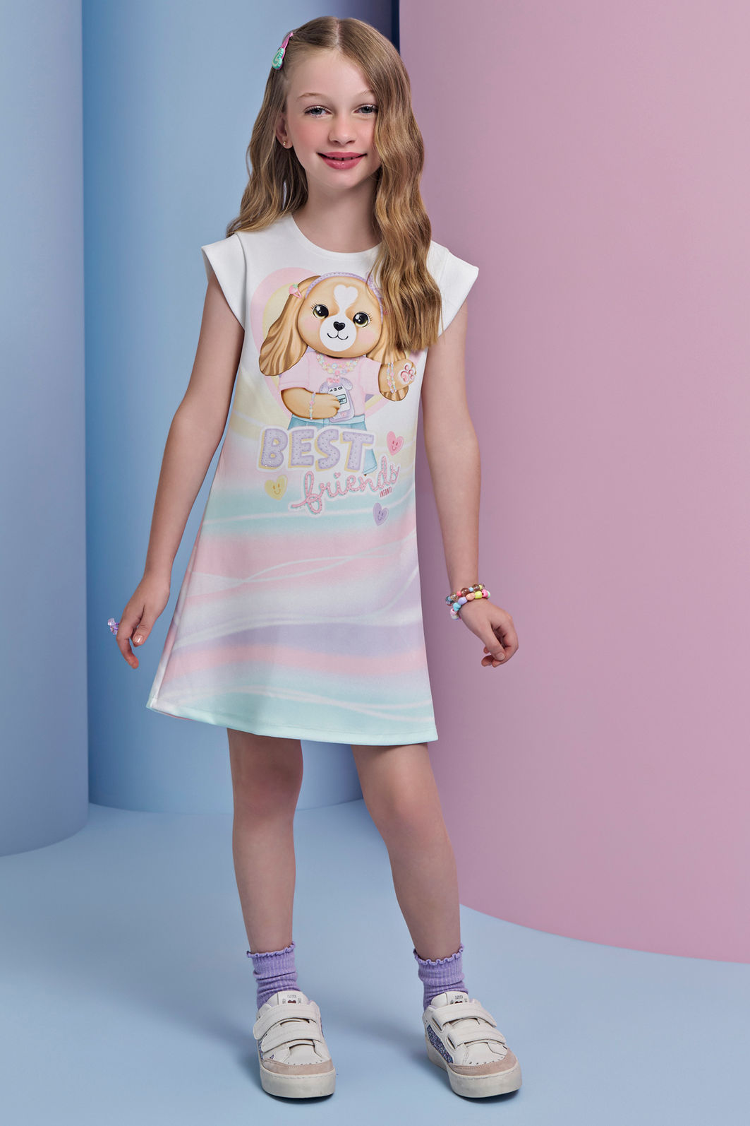 Vestido em fly tech 94458 Infanti Infantil Menina Vestido em fly tech 94458 Infanti Infantil Menina
