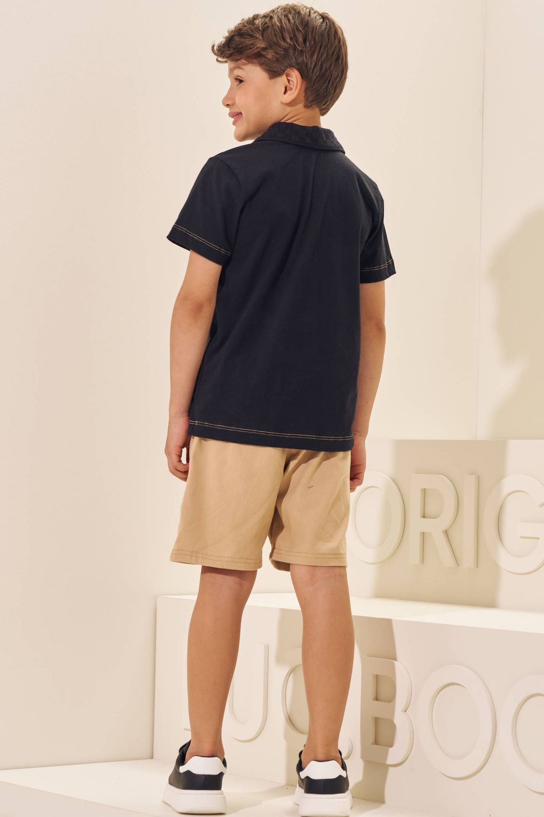 Conjunto de camisa polo em meia malha e bermuda em sarja girassol com elastano 96998 LucBoo Infantil Menino Conjunto de camisa polo em meia malha e bermuda em sarja girassol com elastano 96998 LucBoo Infantil Menino