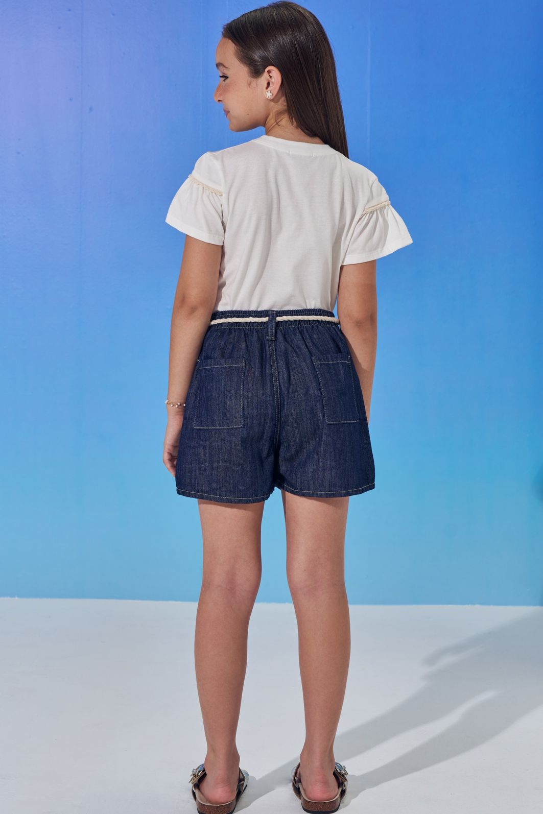Shorts em jeans com elastano 98266 Vic Teen Menina Shorts em jeans com elastano 98266 Vic Teen Menina