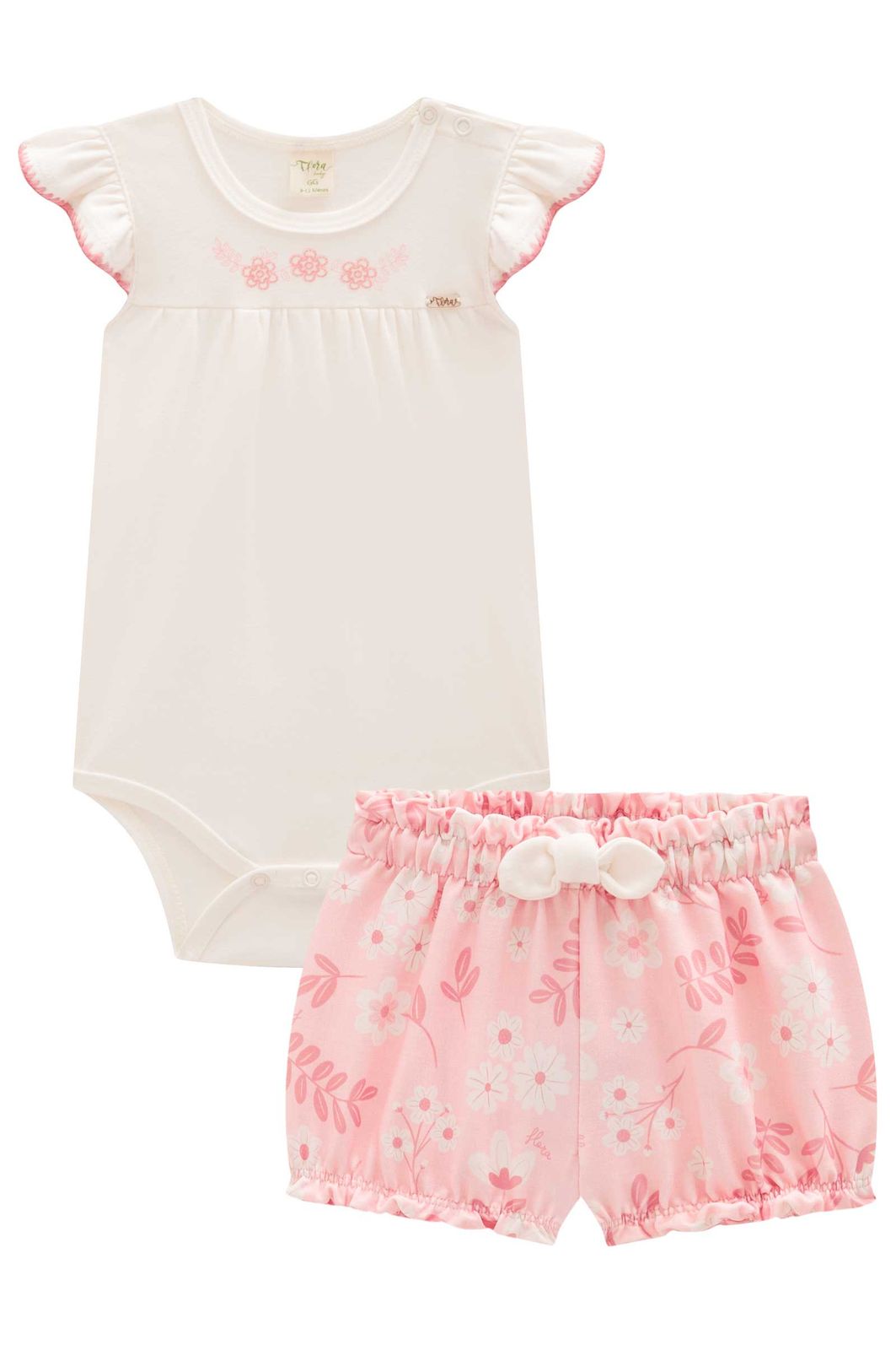 Conjunto de body em suedine com shorts em molecotton 98565 Infanti Bebê Menina Conjunto de body em suedine com shorts em molecotton 98565 Infanti Bebê Menina