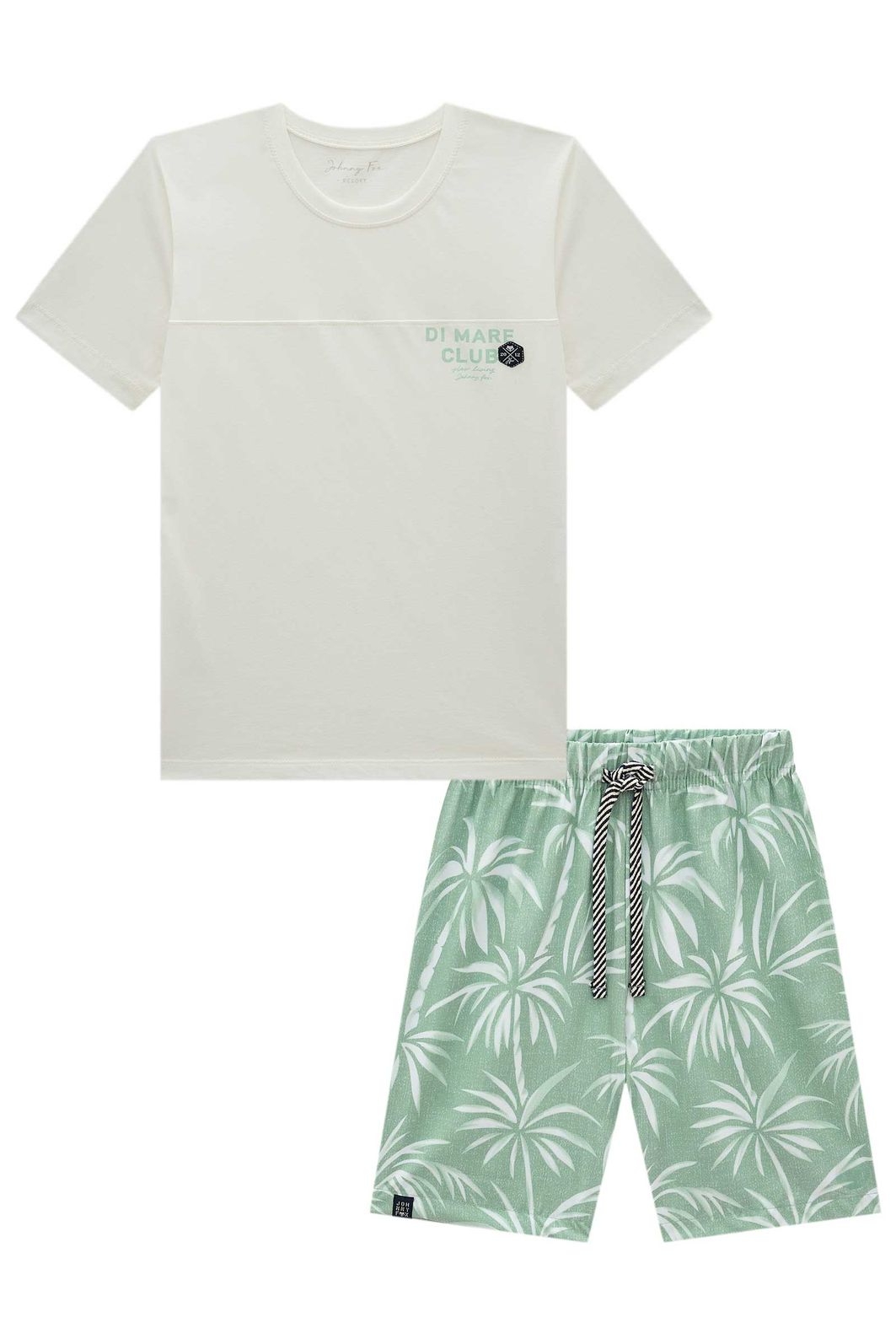 Conjunto de camiseta em meia malha e bermuda em nylon ergonomic com elastano 98695 Johnny Fox Teen Menino Conjunto de camiseta em meia malha e bermuda em nylon ergonomic com elastano 98695 Johnny Fox Teen Menino