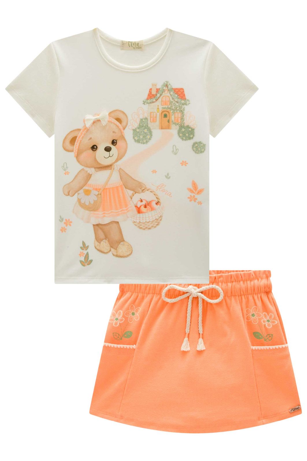 Conjunto de blusa em cotton com short saia em canelado liz 98129 Infanti Infantil Menina