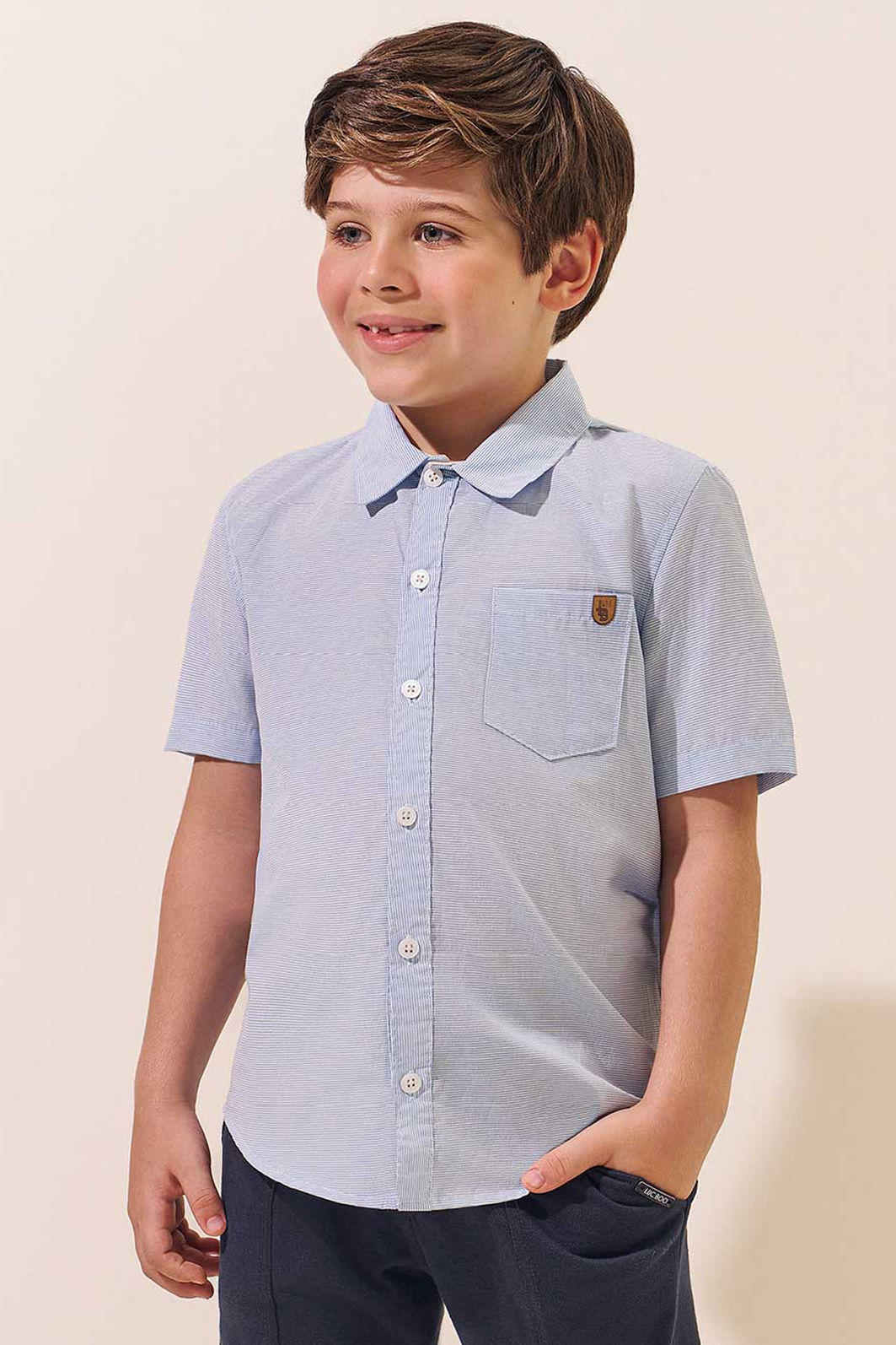 Camisa em tecido listrado 94788 LucBoo Infantil Menino Camisa em tecido listrado 94788 LucBoo Infantil Menino