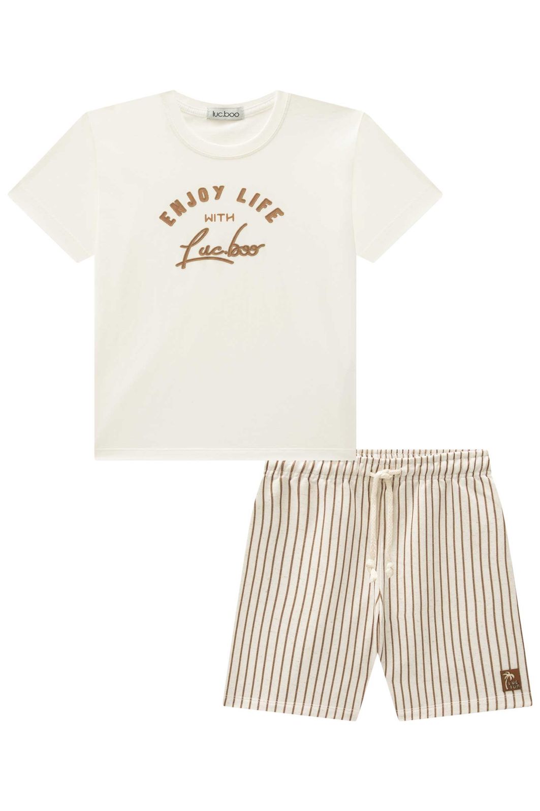 Conjunto de camiseta em meia malha e bermuda em moletom linho sem pelúcia 96396 LucBoo Infantil Menino Conjunto de camiseta em meia malha e bermuda em moletom linho sem pelúcia 96396 LucBoo Infantil Menino