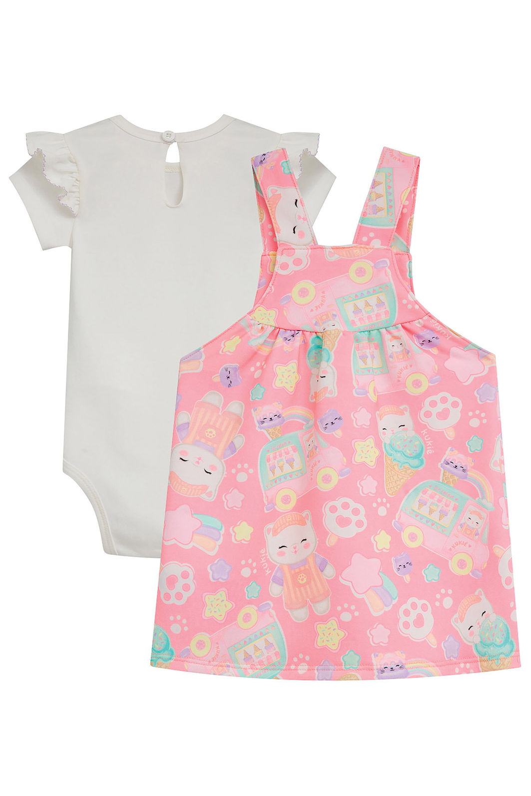 Conjunto de body em cotton e salopete em molecotton 95221 Kukiê Bebê Menina Conjunto de body em cotton e salopete em molecotton 95221 Kukiê Bebê Menina