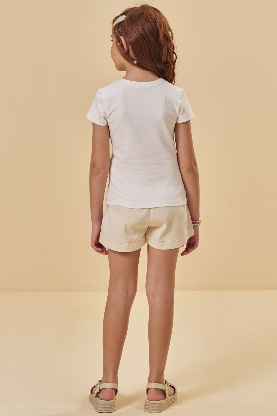 Shorts em sarja com elastano 95570 Kukiê Infantil Menina