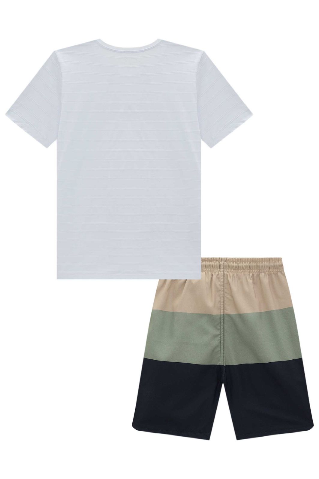 Conjunto de camiseta em malha relevo e bermuda em nylon ergonomic com elastano 96710 Johnny Fox Teen Menino Conjunto de camiseta em malha relevo e bermuda em nylon ergonomic com elastano 96710 Johnny Fox Teen Menino