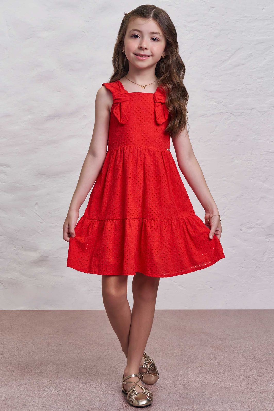 Vestido em laise bordada 98079 Infanti Infantil Menina