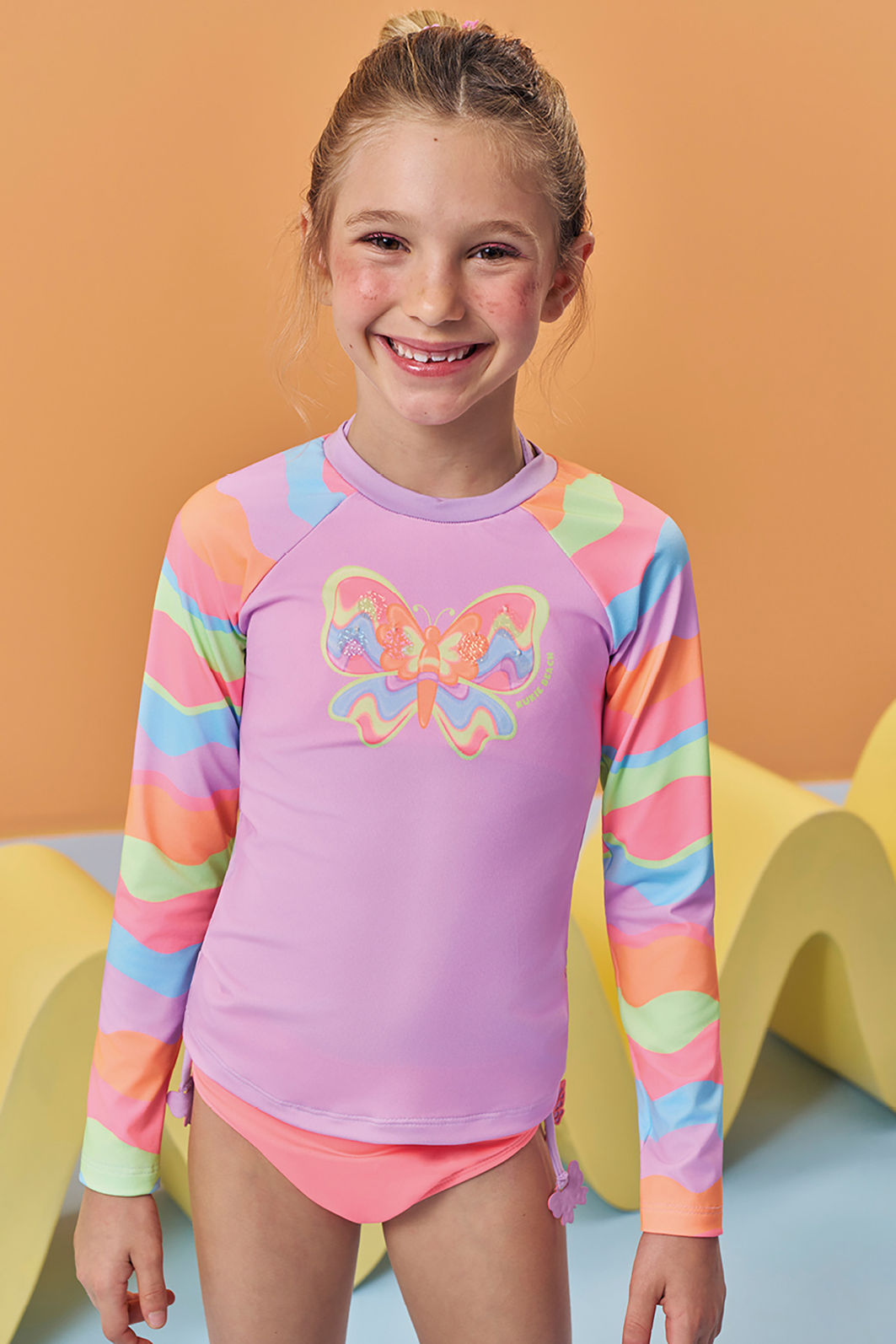 Trio de biquíni e blusa em malha com proteção UV50+ 96096 Kukiê Infantil Menina Trio de biquíni e blusa em malha com proteção UV50+ 96096 Kukiê Infantil Menina